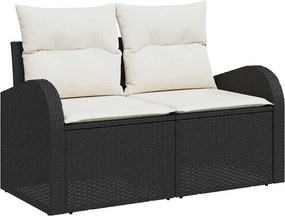 vidaXL Kerti kanapé párnával Fekete 124 x 62 x 69 cm polirattan