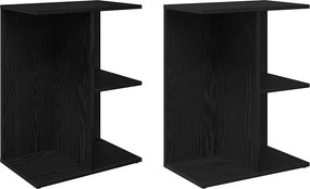 vidaXL éjjeliszekrények 2 db fekete tölgy 46,5x29x61 cm gépelt fa