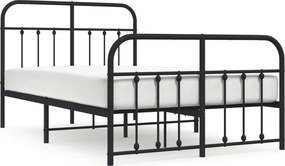 vidaXL fekete fém ágykeret fej- és lábtámlával 120 x 190 cm