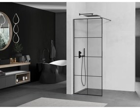Mexen Kioto, Walk-In zuhanyparaván 70 x 200 cm, 8 mm átlátszó üveg fekete mintás, grafit profil, 800-070-101-66-77