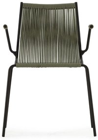 Zöld fém karfás-rakásolható étkezőszék szett 2 db-os Emily – Marckeric