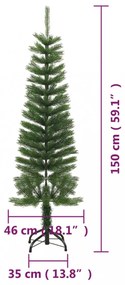 vékony polietilén műkarácsonyfa állvánnyal 150 cm