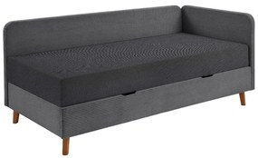 Sötétszürke kárpitozott egyszemélyes ágy tárolóhellyel 90x200 cm Cabana – Meise Möbel