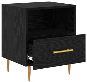 Éjjeli asztal fiókkal 2 pcs Fekete 40 x 35 x 47.5 cm Faanyag