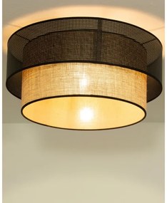 Mennyezeti lámpa BORHO 1xE27/60W/230V átm. 50 cm fekete/juta