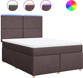 vidaXL sötétbarna szövet rugós ágy matraccal 140 x 190 cm