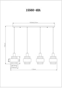 Globo 15560-4HA - Csillár zsinóron MILLEY 4xE27/60W/230V
