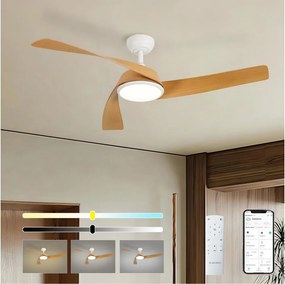 ZEVENTI - LED mennyezeti ventilátor AERYS LED/24W/230V Wi-Fi Tuya fehér/tölgy + távirányító