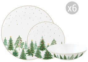 Karácsonyi porcelán 18 részes étkészlet fenyőfa dísszel Festive Trees