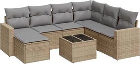 vidaXL 8 részes bézs polyrattan kerti ülőgarnitúra párnával