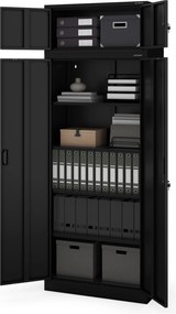 Felső szekrényelem EWA Compact öltözőszekrényhez – 800 x 380 x 400 mm, fekete