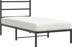 vidaXL fekete fém ágykeret fejtámlával 90 x 190 cm