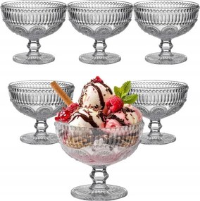 Desszert Fagylaltos Pohár 350 ML Üveg Pohár Lábon Szett 6 Db-os