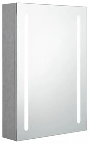 betonszürke LED-es tükrös fürdőszobaszekrény 50 x 13 x 70 cm