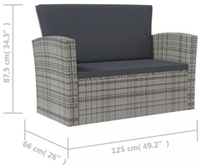 16 részes szürke polyrattan kerti ülőgarnitúra párnákkal