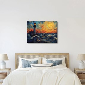 Kép - Világítótorony a hullámokban (70x50 cm)