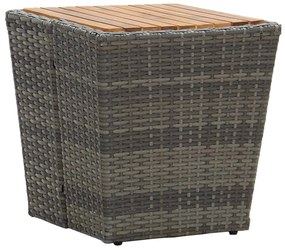 3 részes szürke polyrattan/üveg bisztrógarnitúra párnákkal