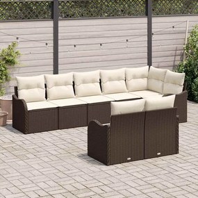 Kerti Kanapé Szett párnával 8 pcs Barna és fehér Poli rattan