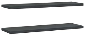 2 db fekete rozsdamentes acél fali polc 100 x 30 x 3 cm
