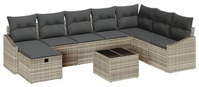 vidaXL Kerti Kanapé Szett párnával tárolóval 9 pcs polirattan