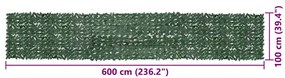 sötétzöld leveles erkélyparaván 600 x 100 cm