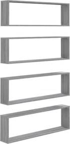 vidaXL 4 db szürke sonoma színű szerelt fa fali kockapolc 100x15x30 cm