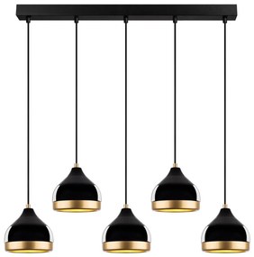 YILDO zsinóros csillár 5xE27/40W/230V, fekete/arany