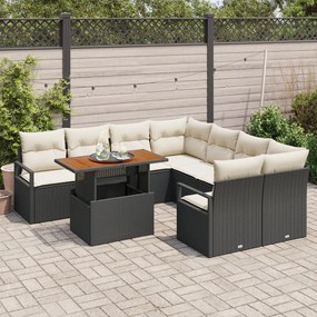 Kert étkező szett 9 pcs Fekete és Krém 100 x 55 x 73 cm