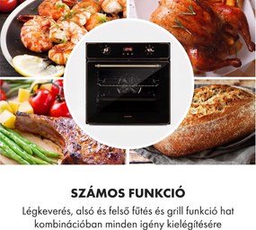 Klarstein Elizabeth, beépített sütő, retró dizájn, 6 funkció, 50 - 250 ° C, fekete