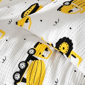 Goldea gyermek krepp ágyneműhuzat - kotrógépek és építkezési eszközök 140 x 200 és 70 x 90 cm