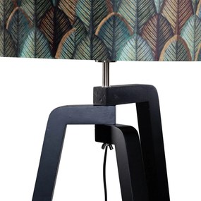 Állólámpa fekete bársony lámpabúrával, levélmintás, 50 cm - Puros