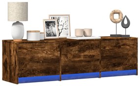 füstös tölgy színű szerelt fa LED-es TV-szekrény 140x34x40 cm