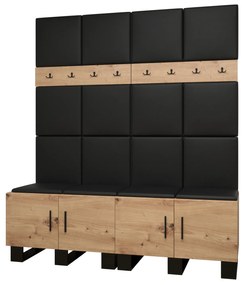 Előszobabútor Amanda 3 (artisan tölgy + fekete öko-bőr). 1085883
