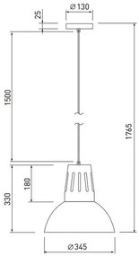 Lámpa Mennyezeti lámpatest ARTEMIA L, 2508, AC220-240V, 50/60Hz, 1*E27, max.40W, IP20, 34,5cm, egyes, fehér