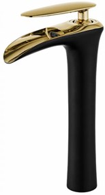 Mexen Lyra magasított mosdó csaptelep - fekete / arany (745310-75)
