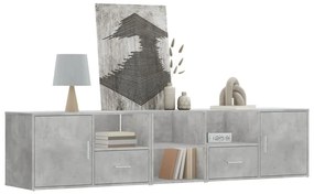 betonszürke szerelt fa sarokszekrény 200 x 40 x 45 cm