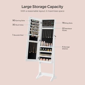 Ékszerszekrény, tükörszekrény,ékszerrendező, fehér