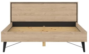 Natúr színű franciaágy ágyráccsal 160x200 cm tölgyfa dekorral Ry – Tvilum