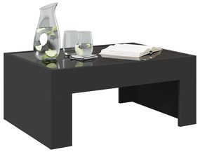 Fekete végtelen hatású LED-es dohányzóasztal 70 x 50 x 30 cm