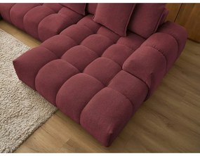 Borvörös zsenília kinyitható-tárolóhelyes sarokkanapé (bal oldali-U alakú) Everest – Bobochic Paris