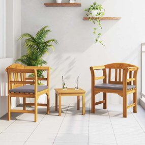 vidaXL Kerti rózsa fotel szett párnával 3 pcs Tömör Akácfa