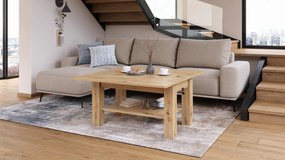 Mazzoni BRAWO Artisan Tölgy - NYITHATÓ/MAGASÍTHATÓ DOHÁNYZÓASZTAL POLCCAL ÉTKEZŐASZTALKÉNT IS HASZNÁLHATÓ