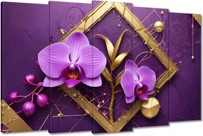 Vászonkép 150x95 Lila orchideák és arany