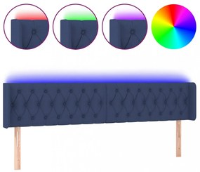 kék szövet LED-es fejtámla 203 x 16 x 78/88 cm
