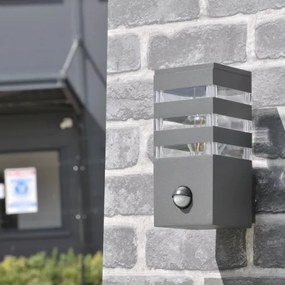 Kültéri fali lámpa TEKSAS szenzorral 1xE27/12W/230V IP44 antracit