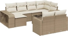 vidaXL 11 részes bézs polyrattan kerti ülőgarnitúra párnákkal