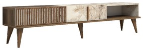 TV szekrény Milan - Diós, Fehér Marble