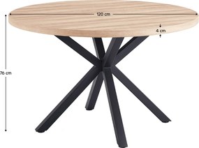 Étkezőasztal, sonoma tölgy/fekete, átmérő 120 cm, MEDOR