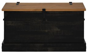 fekete tömör fenyőfa HALDEN tárolószekrény 91x48x47 cm