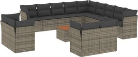 vidaXL 14 részes szürke polyrattan kerti ülőgarnitúra párnákkal